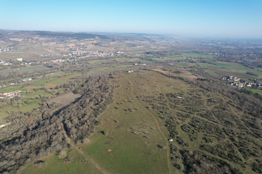 Vue aérienne de la pelouse calcaire de Chassey-le-Camp